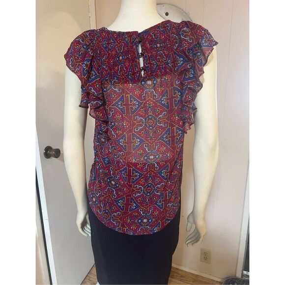 Anthropologie Meadow Rue Majolica Blouse Smocked Front NWOT? 4 - Picture 8 of 9